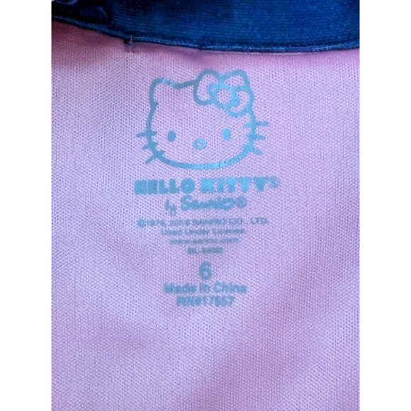 Hello Kitty Sanrio Jumper PINK & Soft Denim Overall Dress Girls Sz 6 Embroidered - Picture 9 of 11